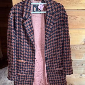 Ellen Tracy Black and Brown Houndstooth Blazer